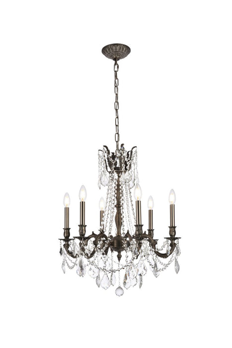 Elegant Lighting - 9206D23PW/RC - Six Light Chandelier - Rosalia - Pewter