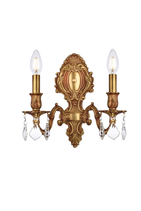 Elegant Lighting - 9602W10FG/RC - Two Light Wall Sconce - Monarch - French Gold