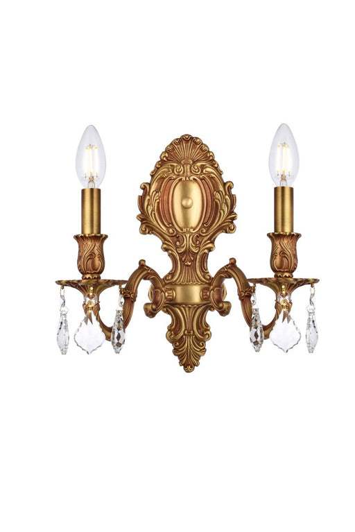 Elegant Lighting - 9602W10FG/RC - Two Light Wall Sconce - Monarch - French Gold