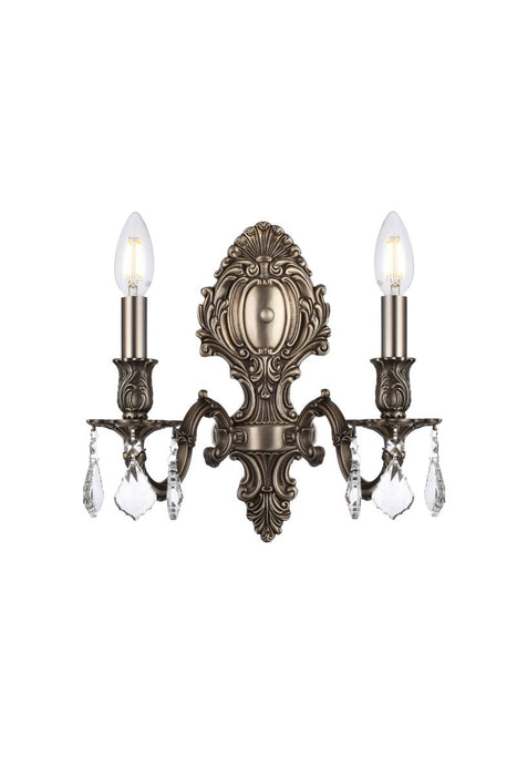 Elegant Lighting - 9602W10PW/RC - Two Light Wall Sconce - Monarch - Pewter