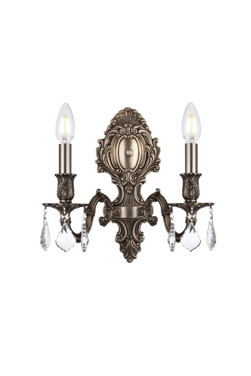 Elegant Lighting - 9602W10PW/RC - Two Light Wall Sconce - Monarch - Pewter