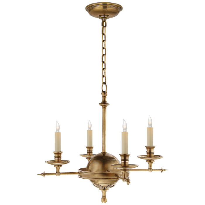 Visual Comfort - CHC 1448AB - Four Light Chandelier - Leaf and Arrow - Antique-Burnished Brass