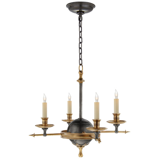Visual Comfort - CHC 1448BZ/AB - Four Light Chandelier - Leaf and Arrow - Bronze with Antique Brass
