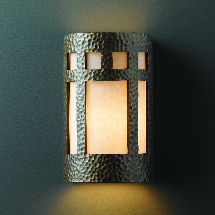 Justice Designs - CER-7355W-HMBR - Lantern - Ambiance - Hammered Brass
