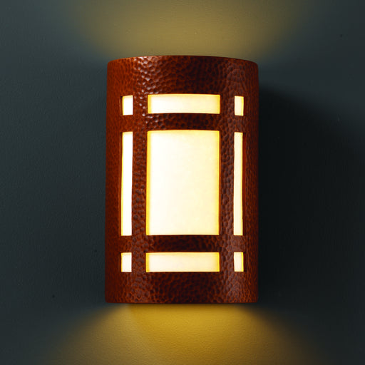 Justice Designs - CER-7485W-HMCP - Lantern - Ambiance - Hammered Copper