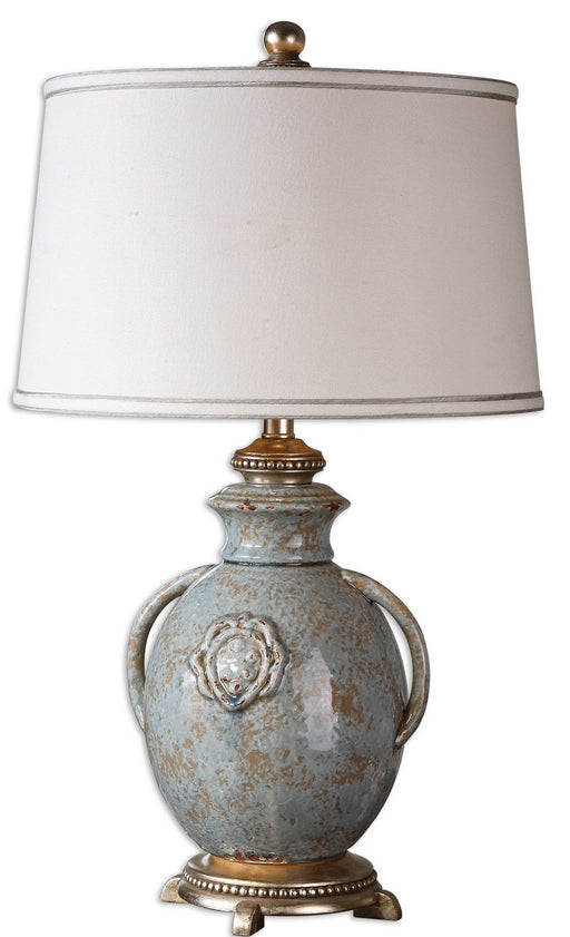 Uttermost - 26483 - One Light Table Lamp - Cancello - Light Blue, Rust, Tan and Silver Leaf