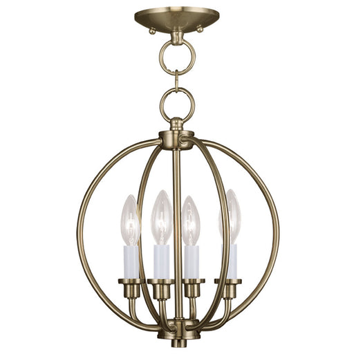 Livex Lighting - 4664-01 - Four Light Mini Chandelier/Ceiling Mount - Milania - Antique Brass