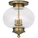 Livex Lighting - 5037-01 - Three Light Ceiling Mount - Harbor - Antique Brass