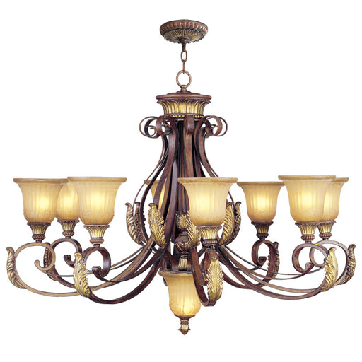Livex Lighting - 8586-63 - Nine Light Chandelier - Villa Verona - Verona Bronze w/ Aged Gold Leaf Accents