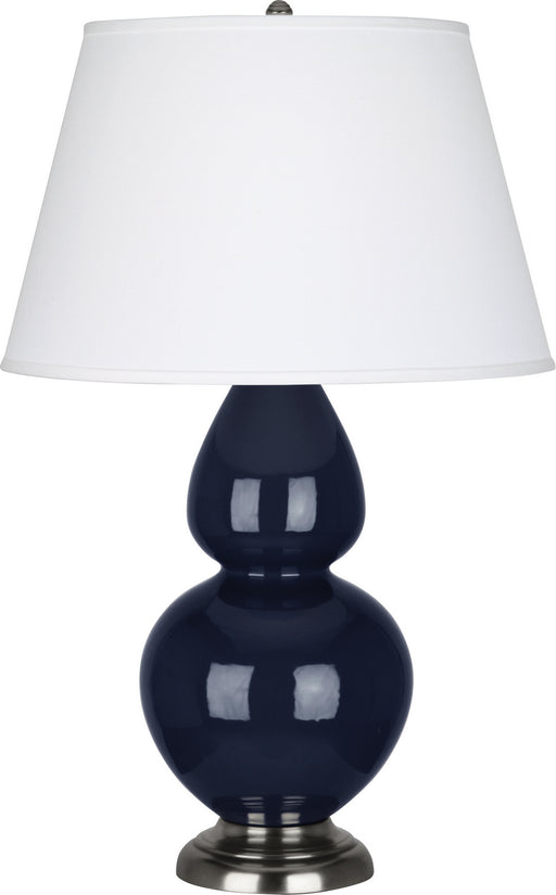 Robert Abbey - MB22X - One Light Table Lamp - Double Gourd - Midnight Blue Glazed Ceramic w/ Antique Silvered