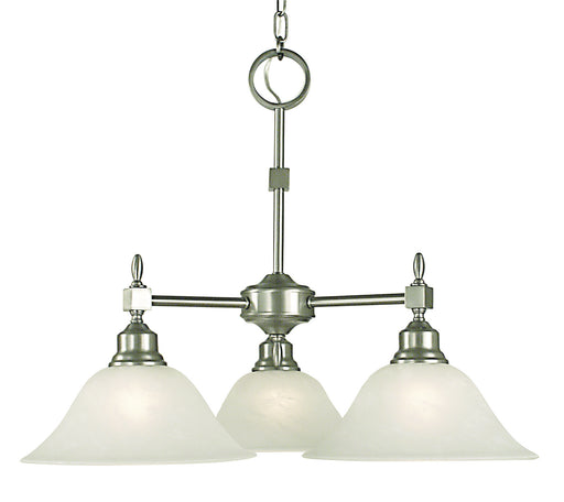 Framburg - 2439 BN/WH - Three Light Chandelier - Taylor - Brushed Nickel with White Marble Glass Shade