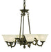 Framburg - 7886 FB/WH - Six Light Chandelier - Napoleonic - French Brass with White Marble Glass Shade