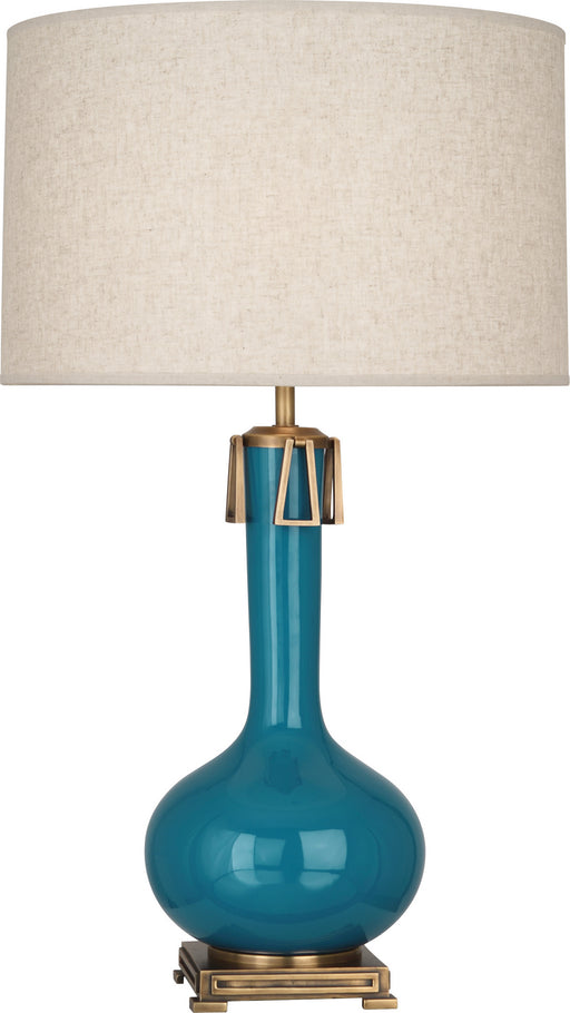 Robert Abbey - PC992 - One Light Table Lamp - Athena - Peacock Glazed Ceramic w/ Aged Brass