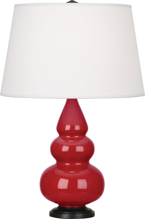 Robert Abbey - RR31X - One Light Accent Lamp - Small Triple Gourd - Ruby Red Glazed Ceramic w/ Deep Patina Bronzeed