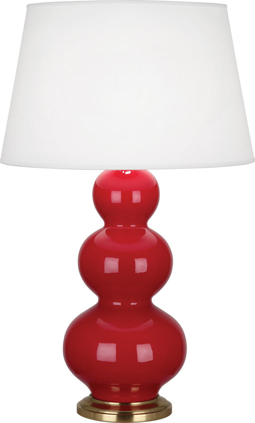 Robert Abbey - RR40X - One Light Table Lamp - Triple Gourd - Ruby Red Glazed Ceramic w/ Antique Brassed