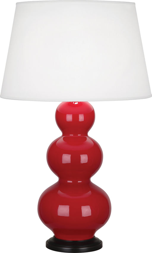 Robert Abbey - RR41X - One Light Table Lamp - Triple Gourd - Ruby Red Glazed Ceramic w/ Deep Patina Bronzeed