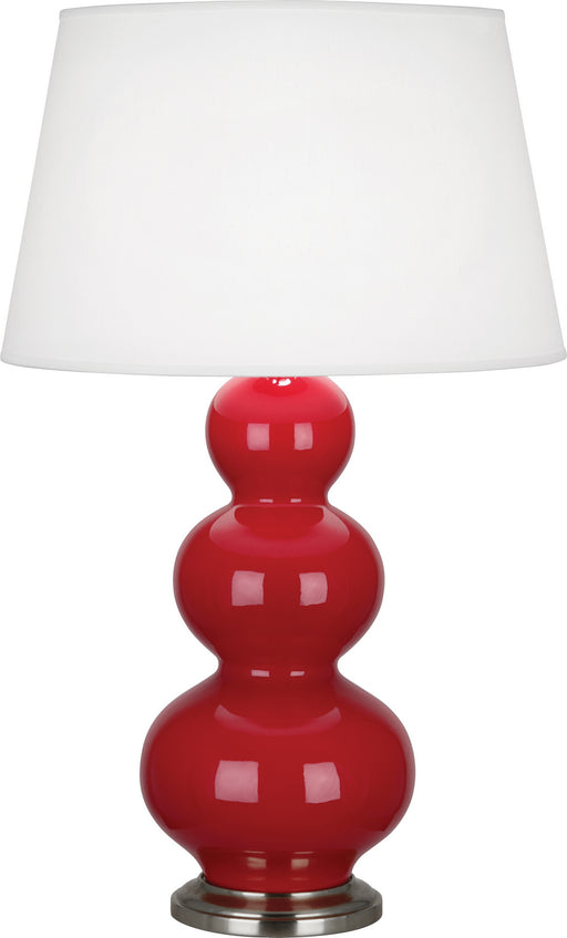 Robert Abbey - RR42X - One Light Table Lamp - Triple Gourd - Ruby Red Glazed Ceramic w/ Antique Silvered