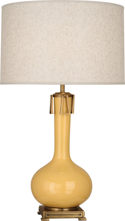 Robert Abbey - SU992 - One Light Table Lamp - Athena - Sunset Yellow Glazed Ceramic w/ Aged Brass