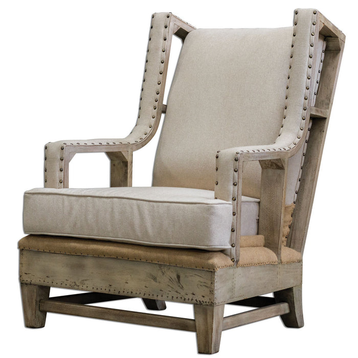 Uttermost - 23615 - Arm Chair - Schafer - Aged White