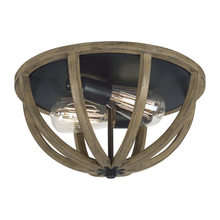 Generation Lighting - FM400WOW/AF - Two Light Ceiling Fixture - Allier - Weathered Oak Wood / Antique Forged Iron