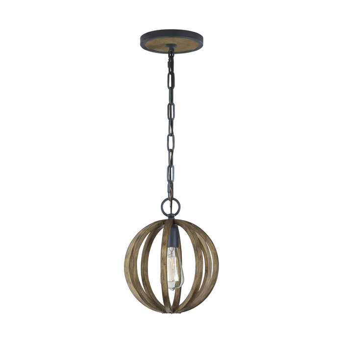 Generation Lighting - P1302WOW/AF - One Light Pendant - Allier - Weathered Oak Wood / Antique Forged Iron