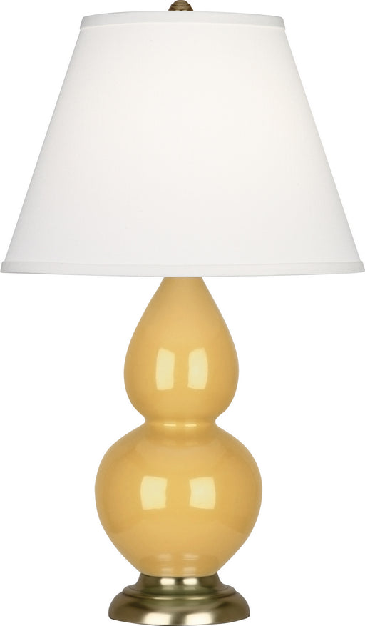 Robert Abbey - SU10X - One Light Accent Lamp - Small Double Gourd - Sunset Yellow Glazed Ceramic w/ Antique Brassed