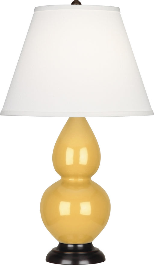 Robert Abbey - SU11X - One Light Accent Lamp - Small Double Gourd - Sunset Yellow Glazed Ceramic w/ Deep Patina Bronzeed