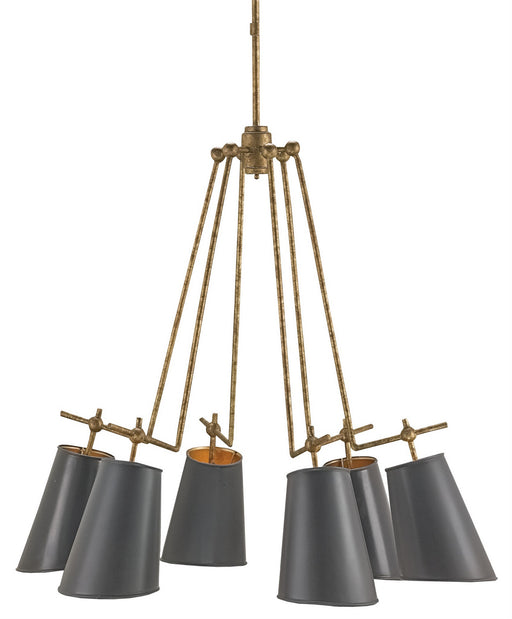 Currey and Company - 9503 - Six Light Chandelier - Jean-Louis - Old Brass/Marbella Black/Gold Leaf