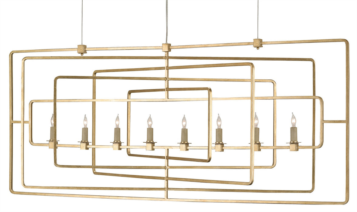 Currey and Company - 9542 - Eight Light Chandelier - Metro - Gold Leaf