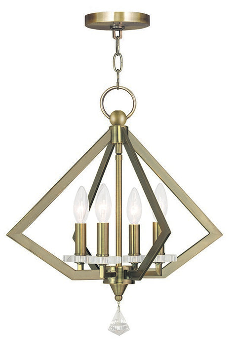 Livex Lighting - 50664-01 - Four Light Chandelier - Diamond - Antique Brass