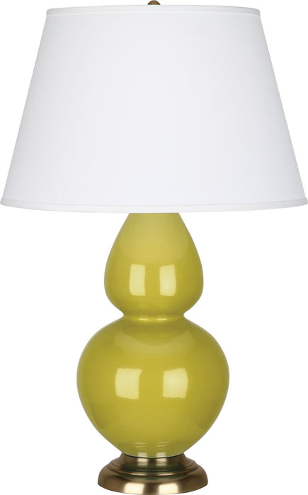 Robert Abbey - CI20X - One Light Table Lamp - Double Gourd - Citron Glazed Ceramic w/ Antique Brassed