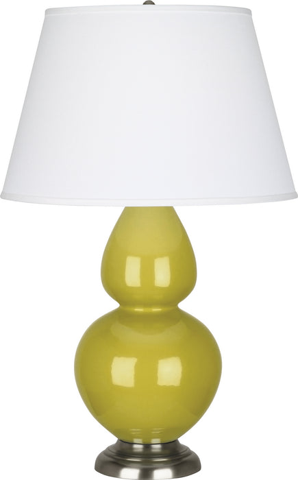 Robert Abbey - CI22X - One Light Table Lamp - Double Gourd - Citron Glazed Ceramic w/ Antique Silvered