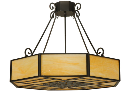 Meyda Tiffany - 123525 - Four Light Semi-Flushmount - Lakeside - Timeless Bronze