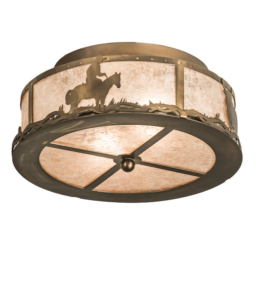 Meyda Tiffany - 118919 - Two Light Flushmount - Cowboy & Steer - Antique Copper