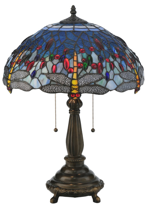 Meyda Tiffany - 119650 - Two Light Table Lamp - Tiffany Hanginghead Dragonfly - Mahogany Bronze