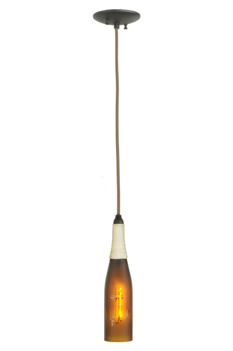 Meyda Tiffany - 124011 - One Light Mini Pendant - Coastal Collection - Amber/Sandblasted W/Anchor