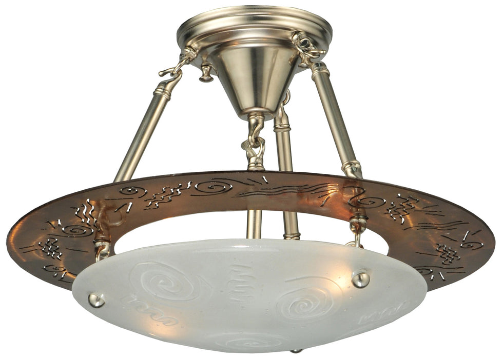 Meyda Tiffany - 124461 - Two Light Semi-Flushmount - Metro - Nickel,Transparent Copper