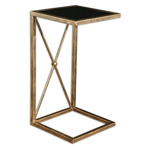 Uttermost - 25014 - Side Table - Zafina - Antiqued Gold with Black Glass