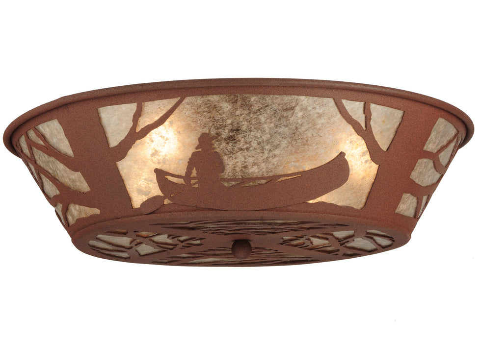 Meyda Tiffany - 127250 - Four Light Flushmount - Canoe At Lake - Red Rust