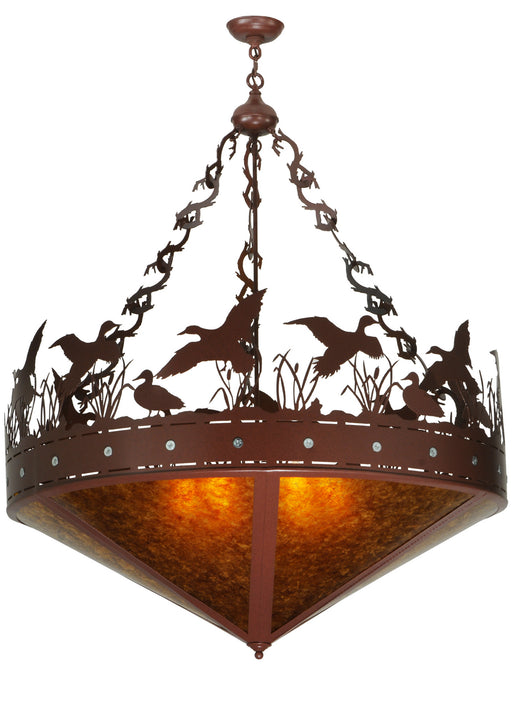Meyda Tiffany - 130708 - Six Light Inverted Pendant - Ducks In Flight - Red Rust,Custom
