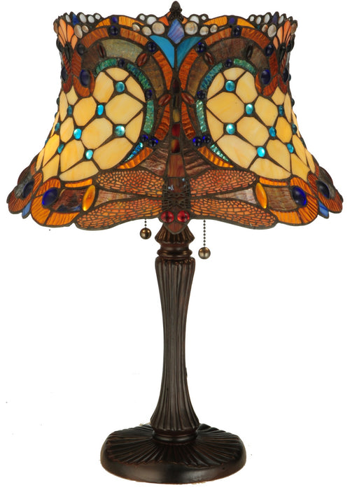 Meyda Tiffany - 130762 - Two Light Table Lamp - Hanginghead Dragonfly - Pewter