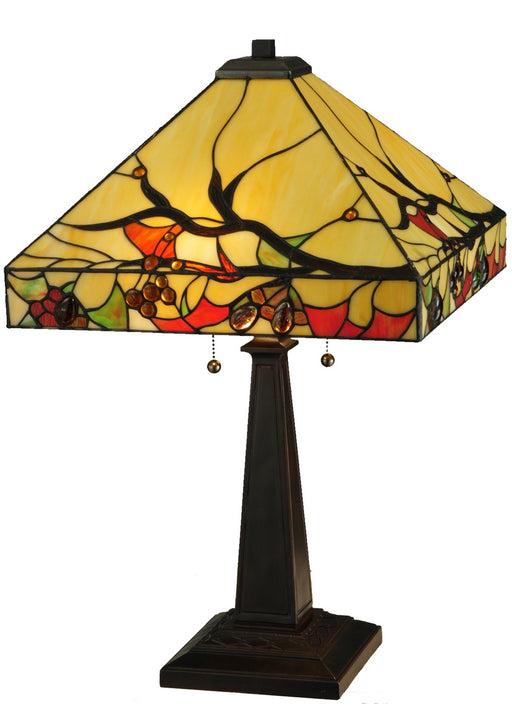 Meyda Tiffany - 131507 - Two Light Table Lamp - Woodland Berries - Amber Bark Coral Mahogany Bronze