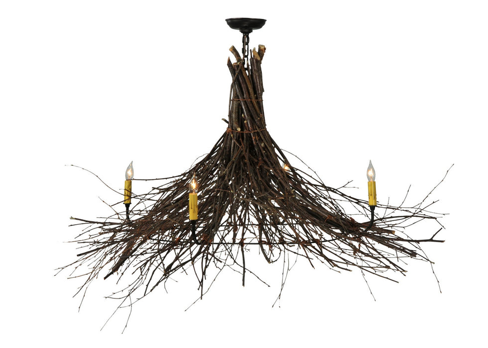 Meyda Tiffany - 132515 - Four Light Chandelier - Twigs - Natural Wood,Mahogany Bronze