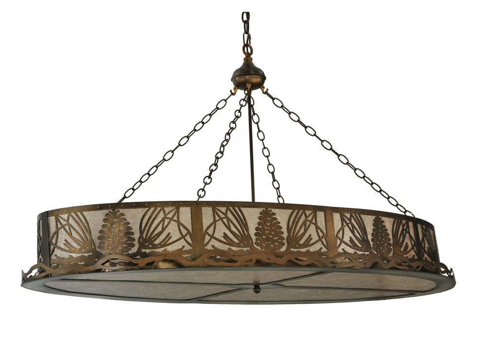 Meyda Tiffany - 132676 - Eight Light Oblong Inverted Pendant - Mountain Pine - Antique Copper