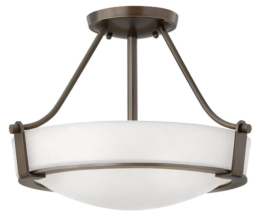 Hinkley - 3220OB-WH - Three Light Semi-Flush Mount - Hathaway - Olde Bronze with Etched White glass