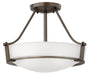 Hinkley - 3220OB-WH - Three Light Semi-Flush Mount - Hathaway - Olde Bronze with Etched White glass