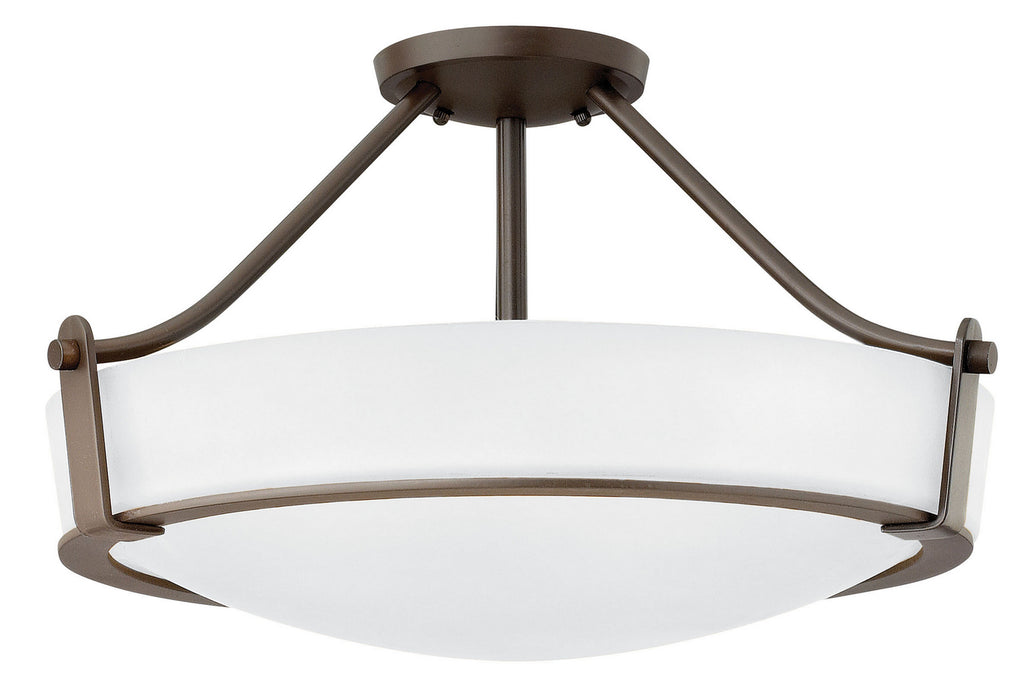 Hinkley - 3221OB-WH - Four Light Semi-Flush Mount - Hathaway - Olde Bronze with Etched White glass
