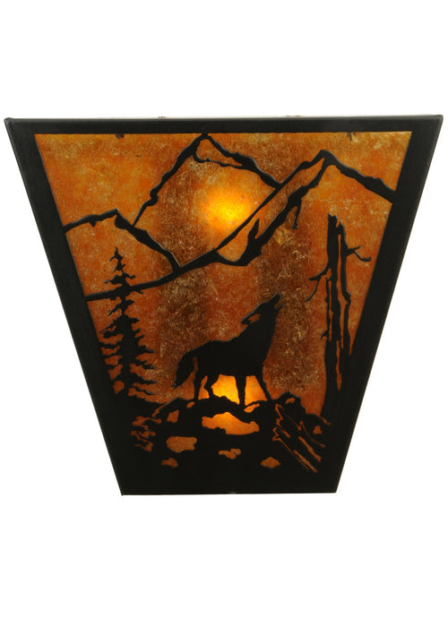 Meyda Tiffany - 137516 - Two Light Wall Sconce - Northwoods Wolf On The Loose - Antique Copper
