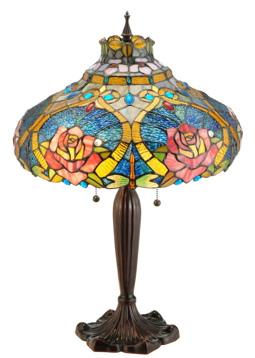 Meyda Tiffany - 138108 - Table Lamp - Dragonfly Rose - Mahogany Bronze