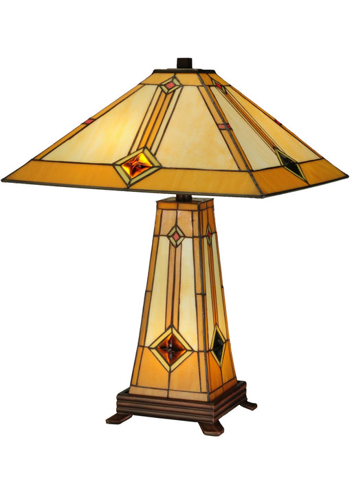 Meyda Tiffany - 138111 - Three Light Table Lamp - Diamond Mission - Mahogany Bronze